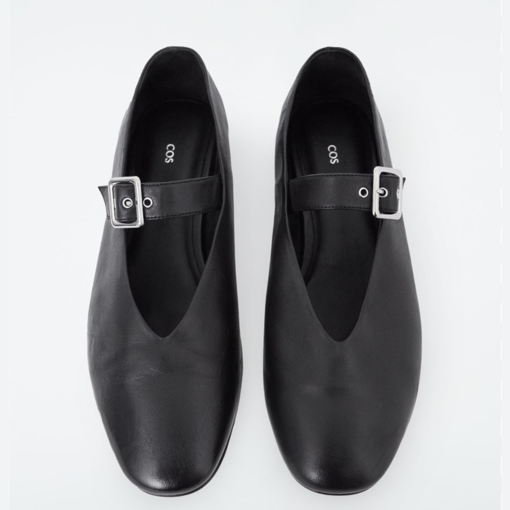 COS Buckled Black Leather Flats